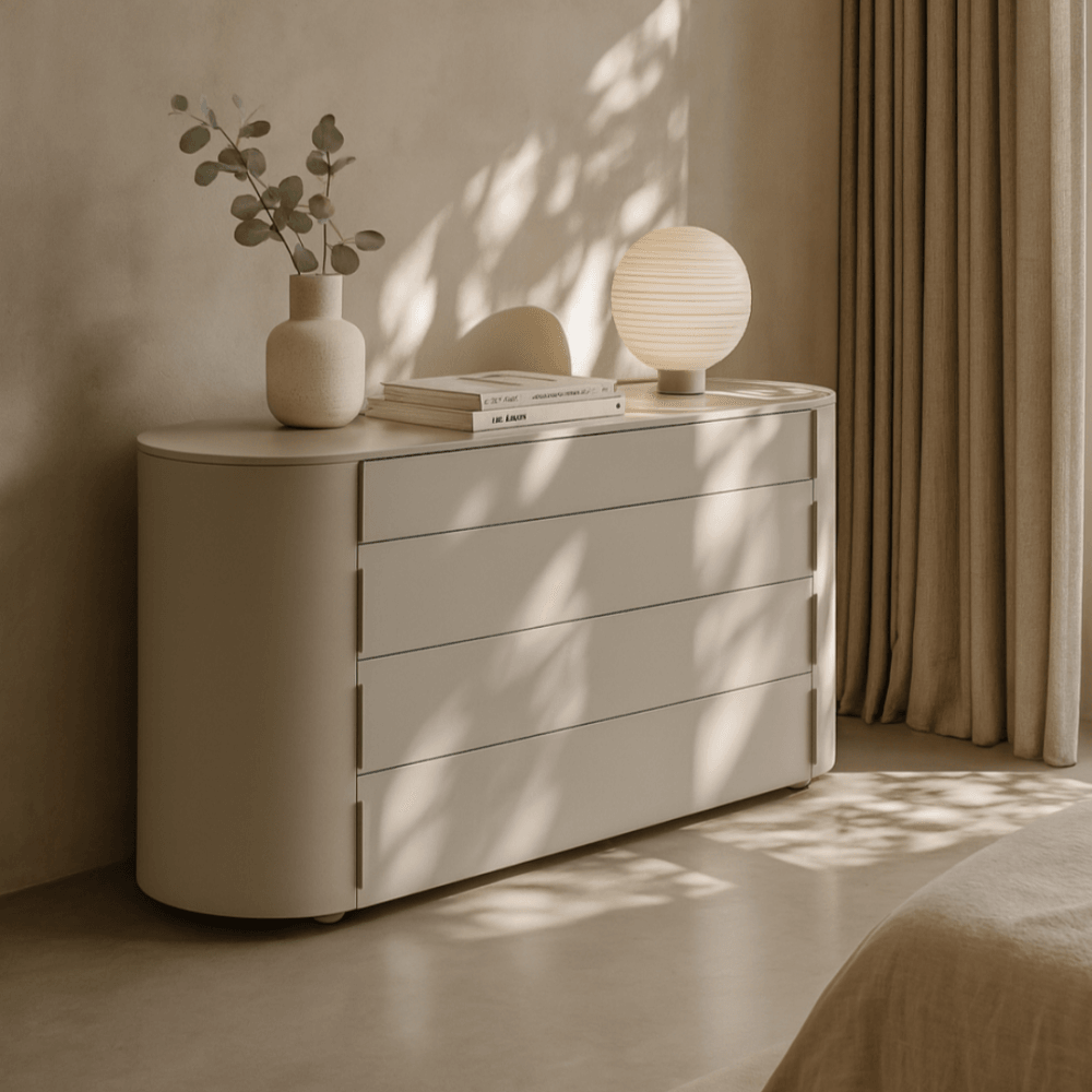 Sims Matte Beige Chest of Drawers by Tommy Franks