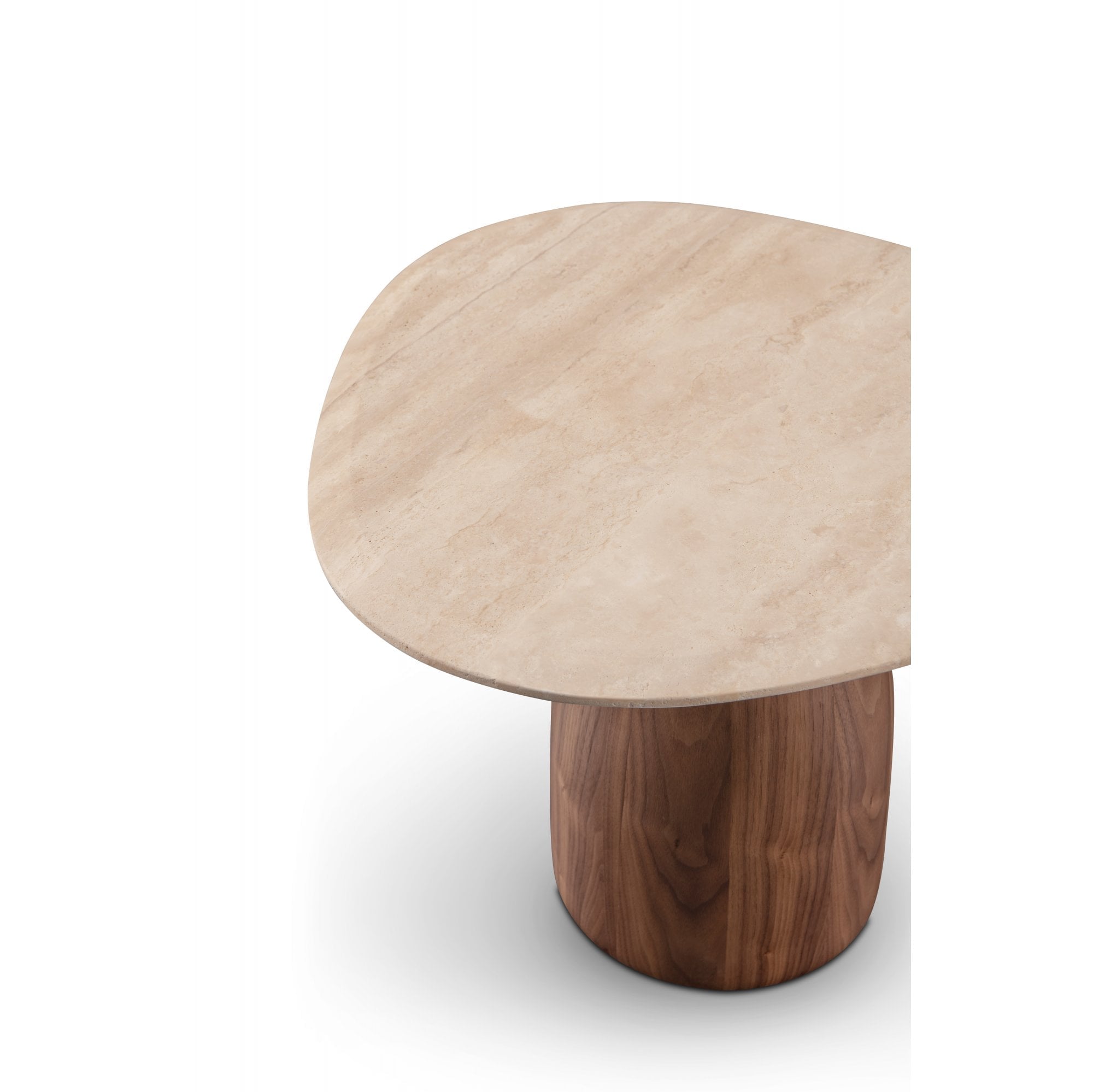 Basilca Walnut Wood & Travertine Side Table by Tommy Franks