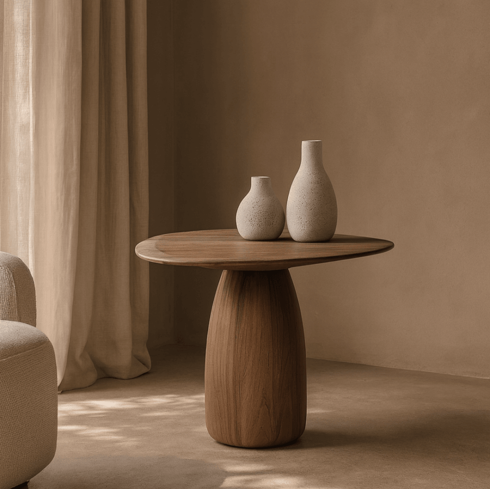 Basilca Walnut Wood Side Table by Tommy Franks