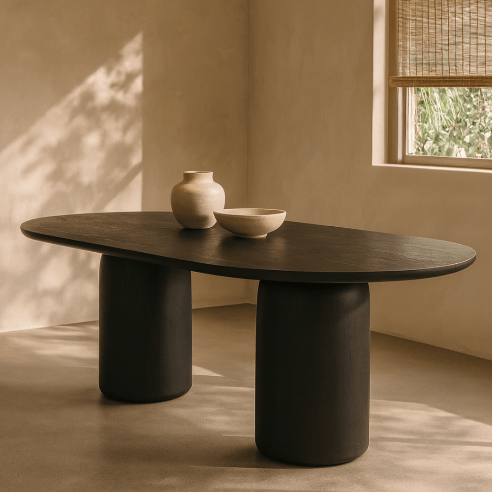 Basilca Matte Black 240cm Wood Dining Table by Tommy Franks