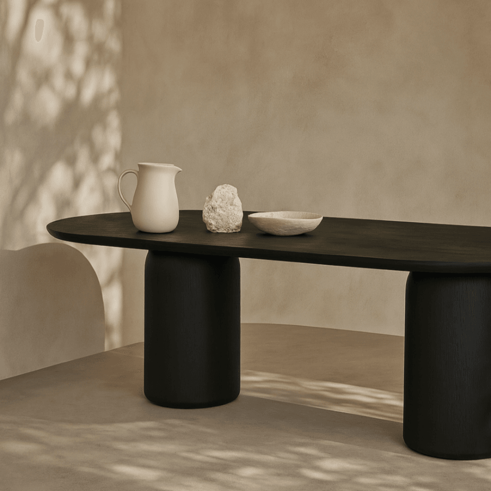 Basilca Matte Black 270cm Wood Dining Table by Tommy Franks