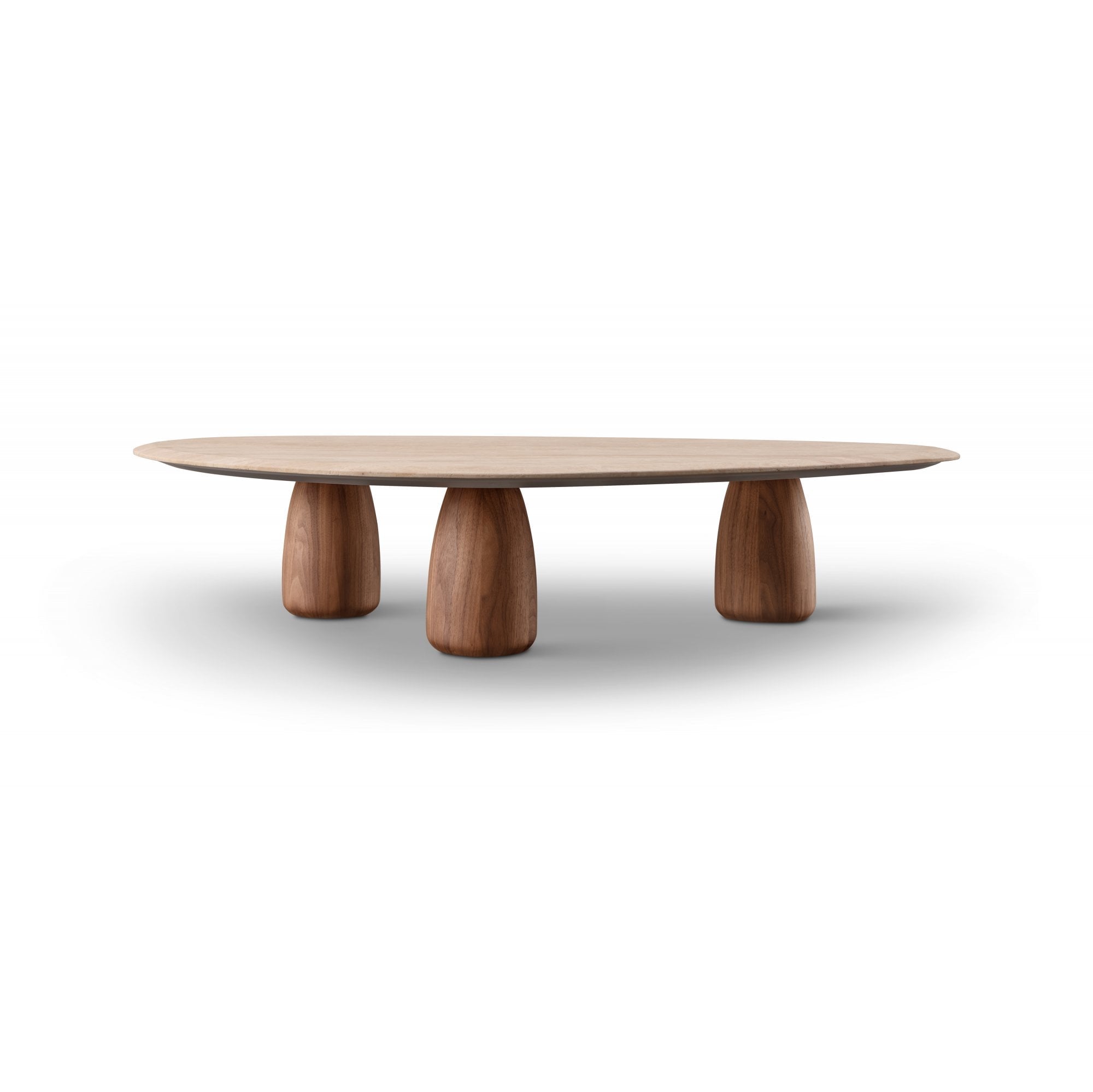 Basilca Walnut Wood & Travertine Coffee Table by Tommy Franks