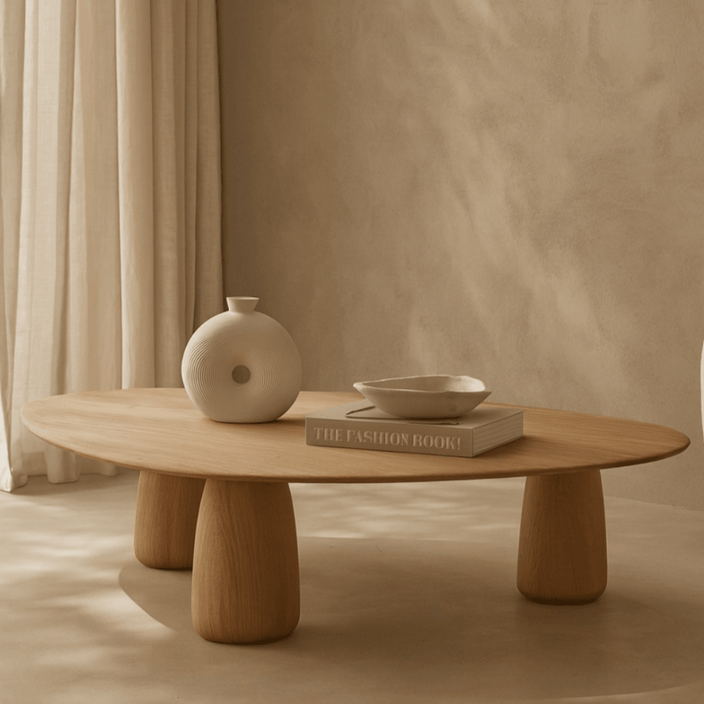 Basilca Ash Oak Wood Coffee Table by Tommy Franks