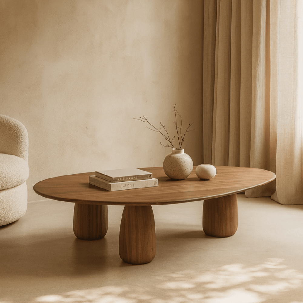 Basilca Walnut Wood Coffee Table by Tommy Franks