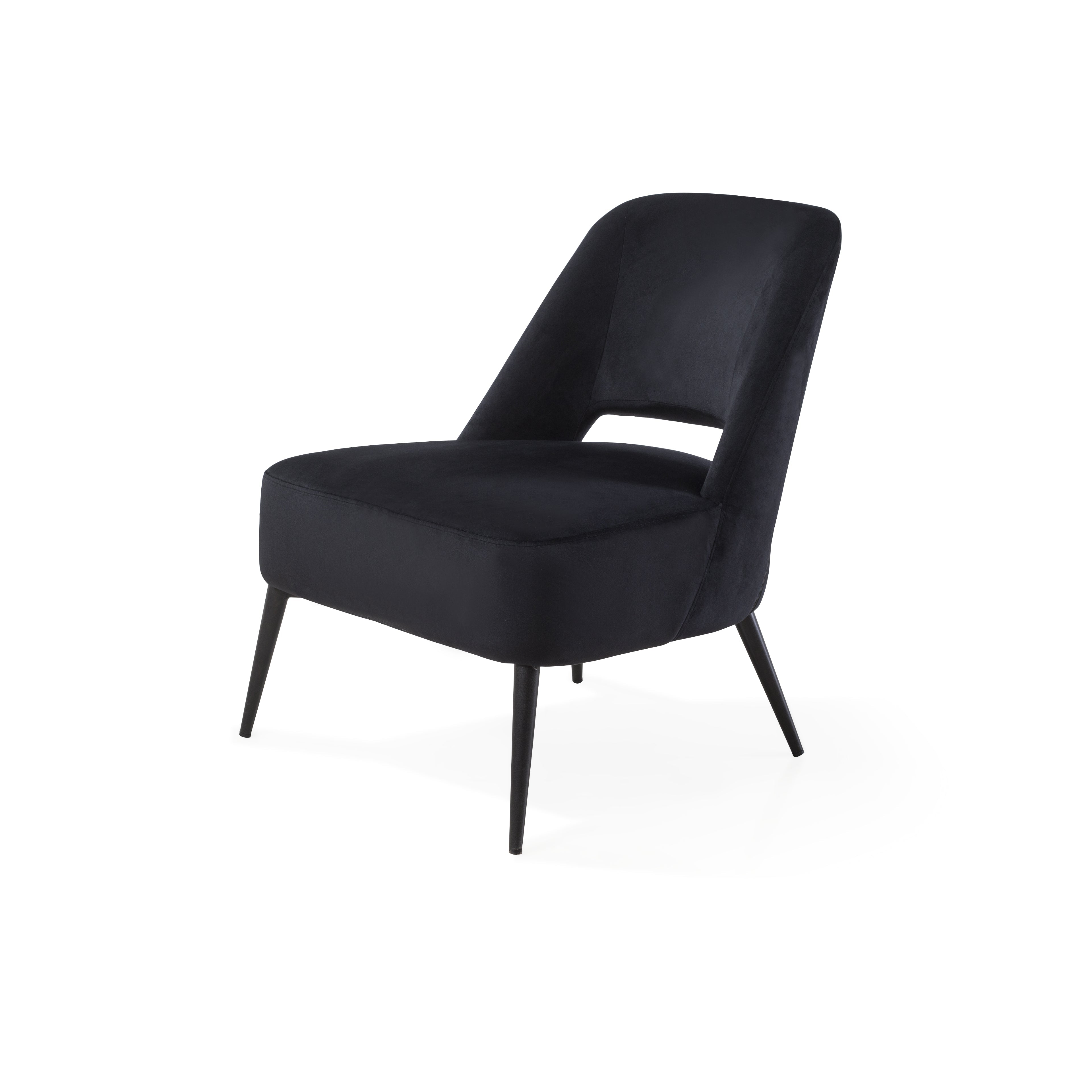Avesa Black Velvet Lounge Chair by Tommy Franks