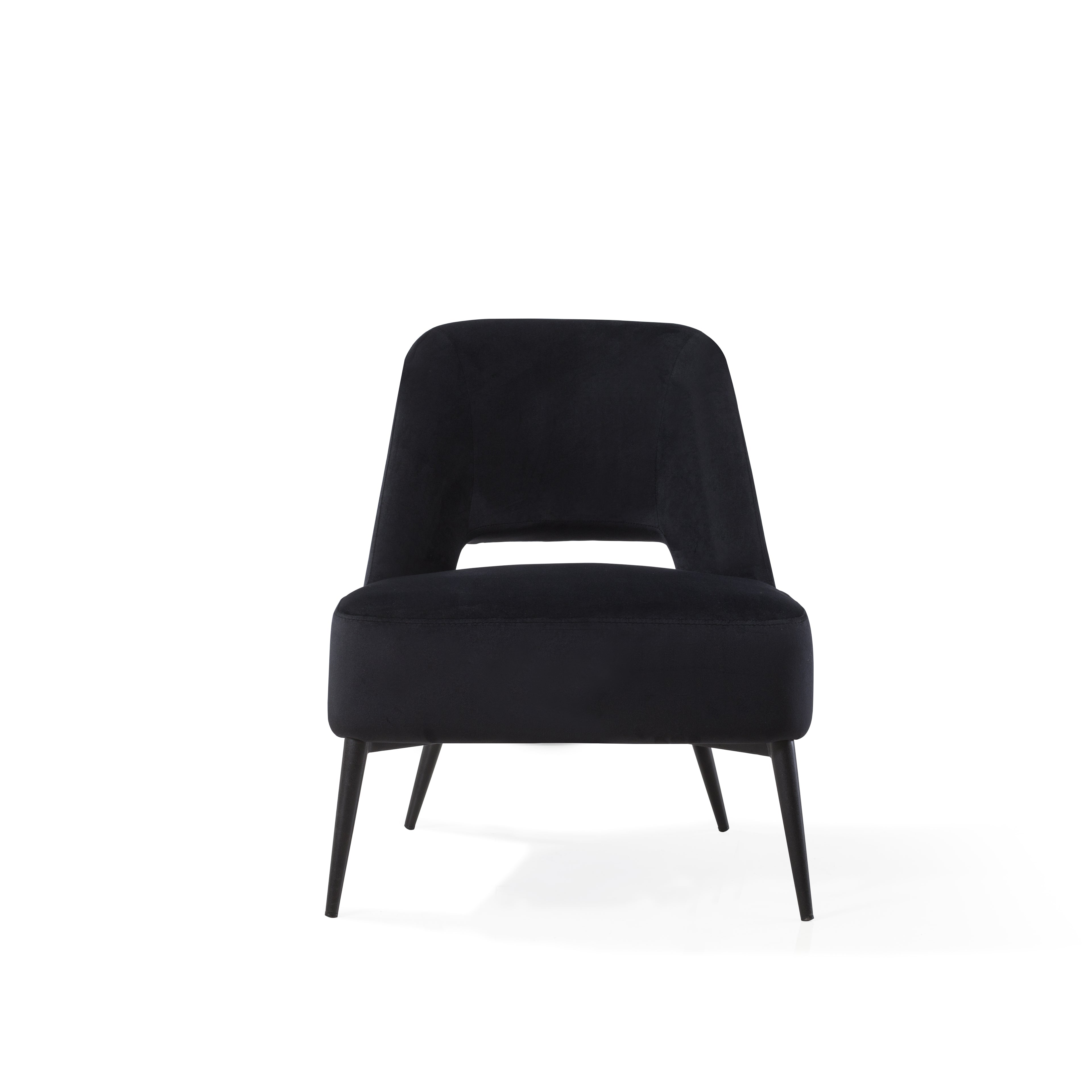 Avesa Black Velvet Lounge Chair by Tommy Franks
