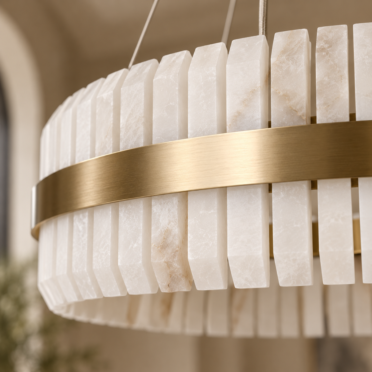 Salerno Gold & Alabaster Pendant 65cm by Luxe Collection