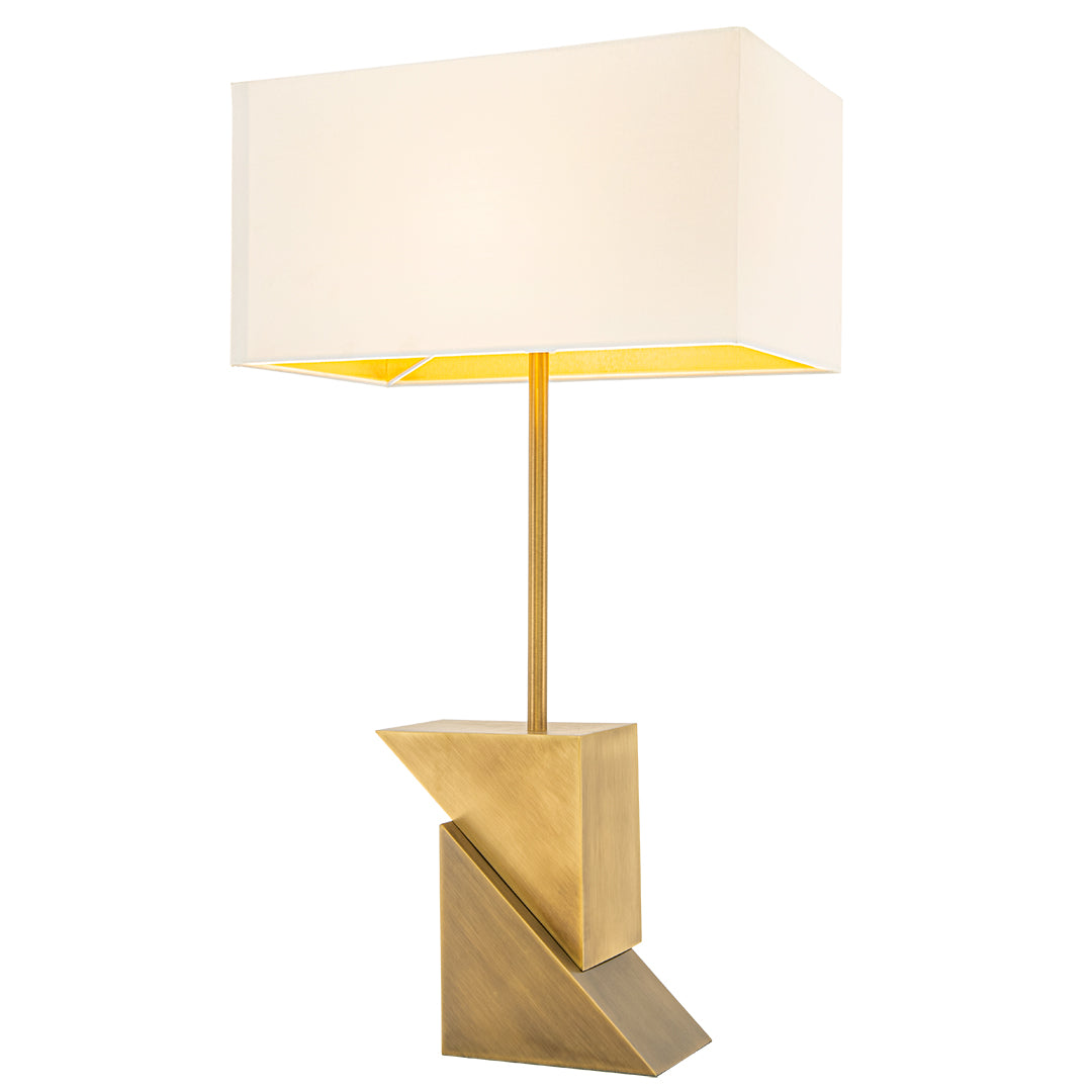 Irwell Brass Table Lamp with Off White Fabric Shade by RV Astley