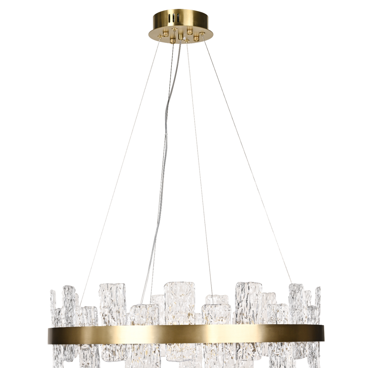 Rimini Gold & Textured Glass Pendant 60cm by Luxe Collection