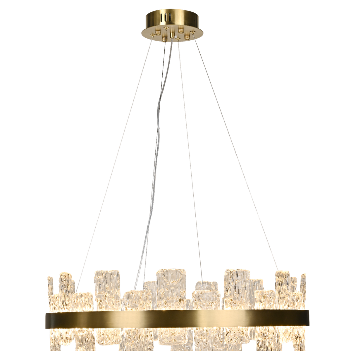 Rimini Gold & Textured Glass Pendant 60cm Luxe Collection