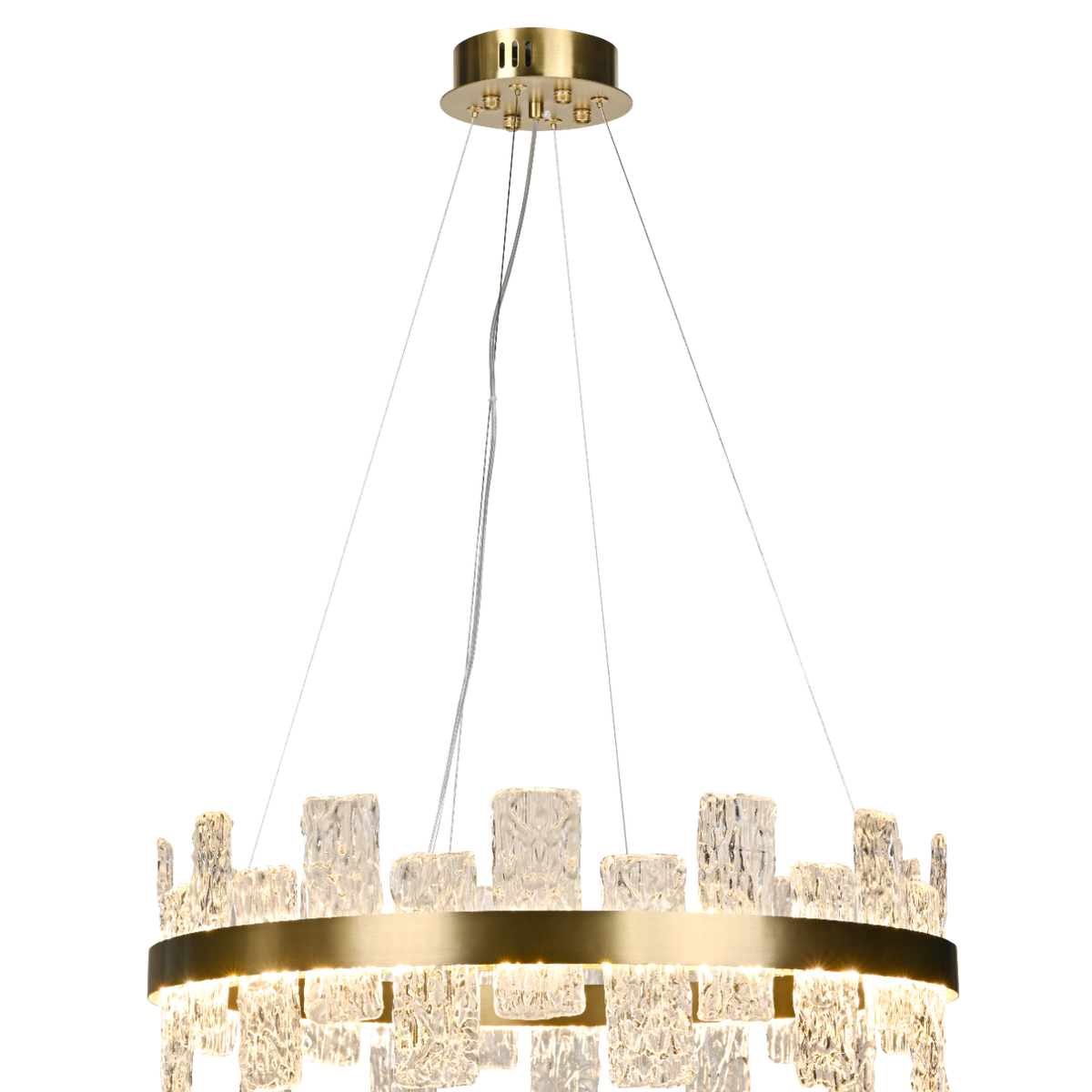 Rimini Gold & Textured Glass Pendant 60cm Luxe Collection