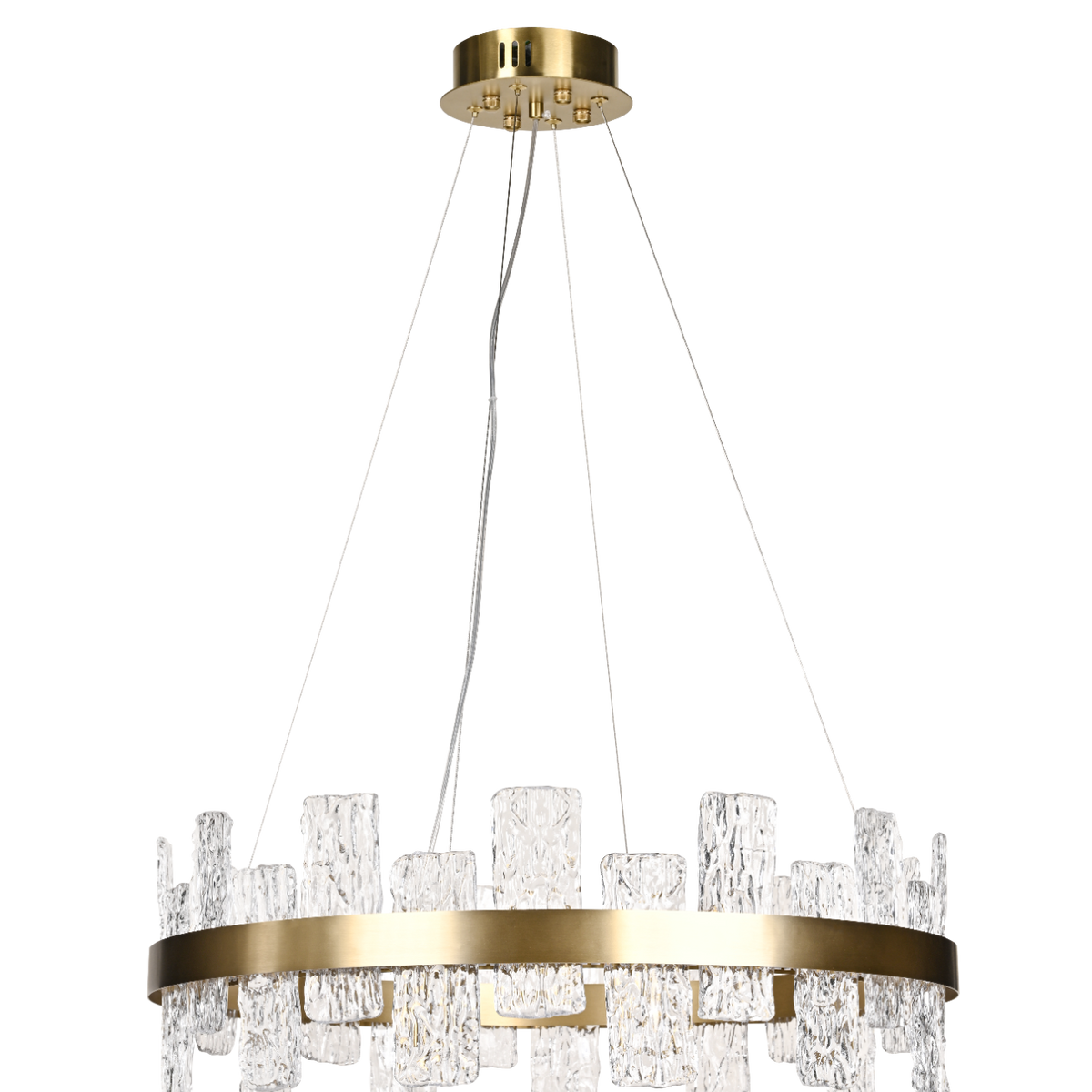 Rimini Gold & Textured Glass Pendant 60cm Luxe Collection
