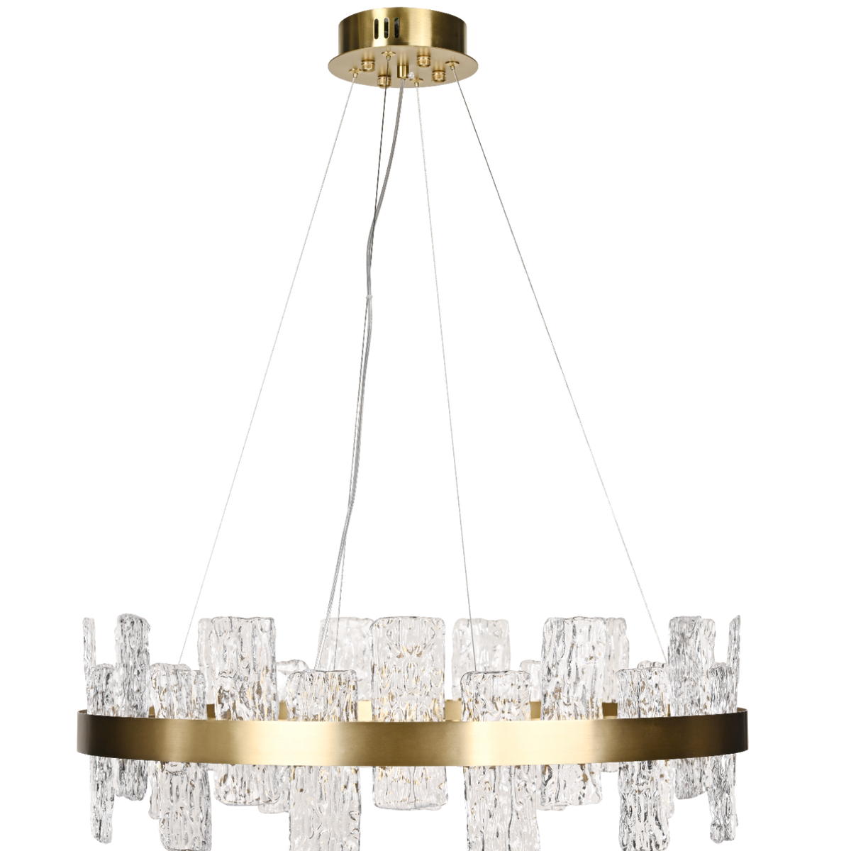 Rimini Gold & Textured Glass Pendant 60cm by Luxe Collection