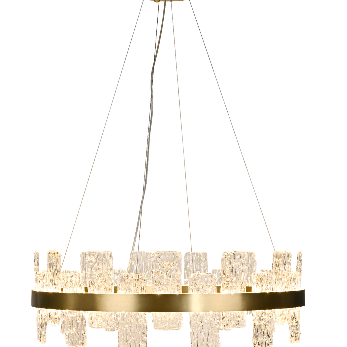 Rimini Gold & Textured Glass Pendant 60cm by Luxe Collection