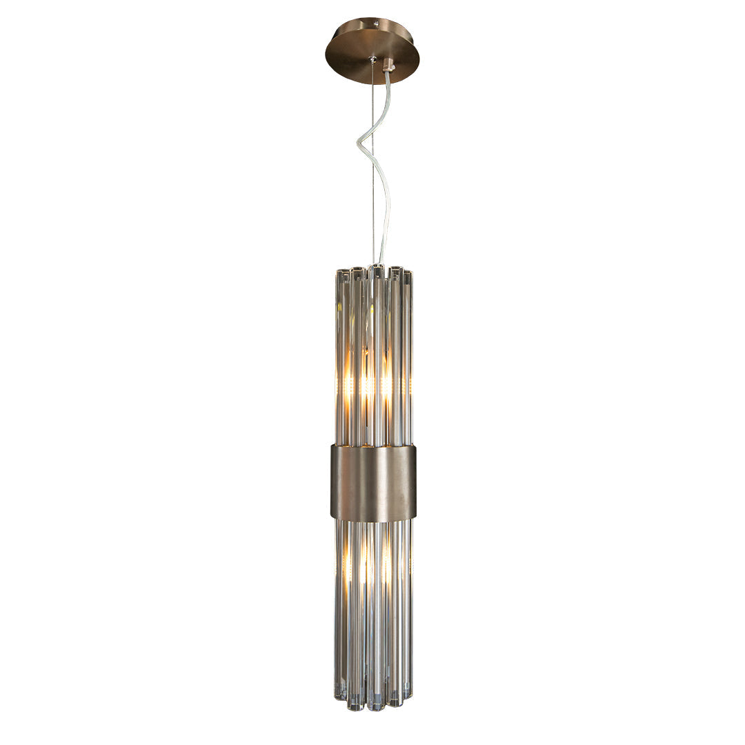 Colmar Bronze Pendant Light With Clear Glass Rods by RV Astley