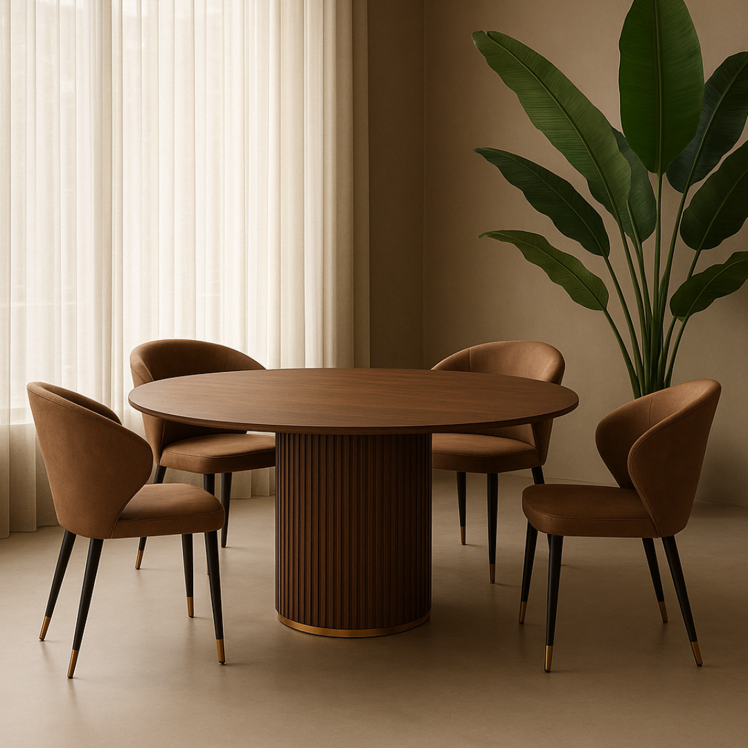 Lantine 150cm Walnut Round Dining Table by Tommy Franks