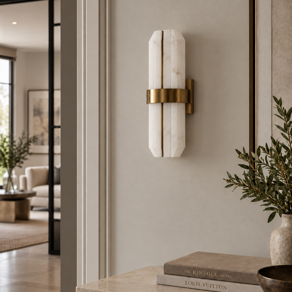 Salerno Gold & Alabaster Wall Light by Luxe Collection