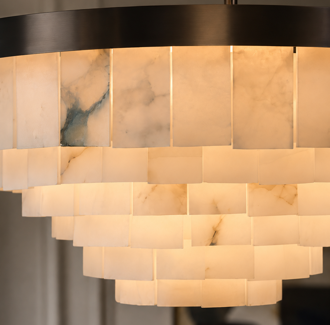 Mayfair Bronze & Alabaster Pendant 80cm by Luxe Collection