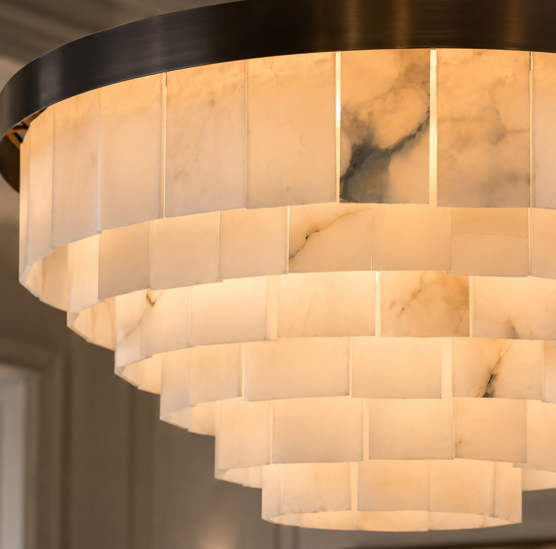 Mayfair Bronze & Alabaster Pendant 80cm by Luxe Collection