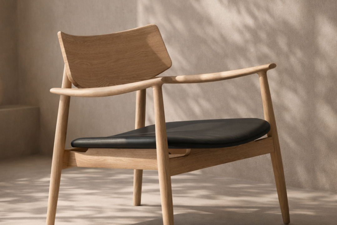 Mono Solid Oak & Black Lounge Chair by Tommy Franks