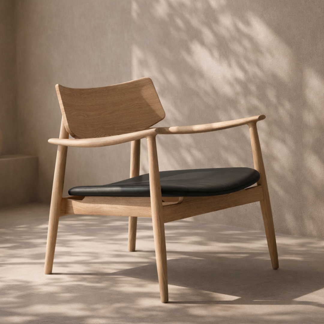 Mono Solid Oak & Black Lounge Chair by Tommy Franks
