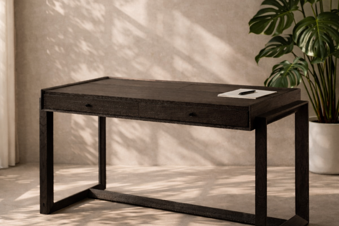 Offset Black Solid Oak Desk by Tommy Franks