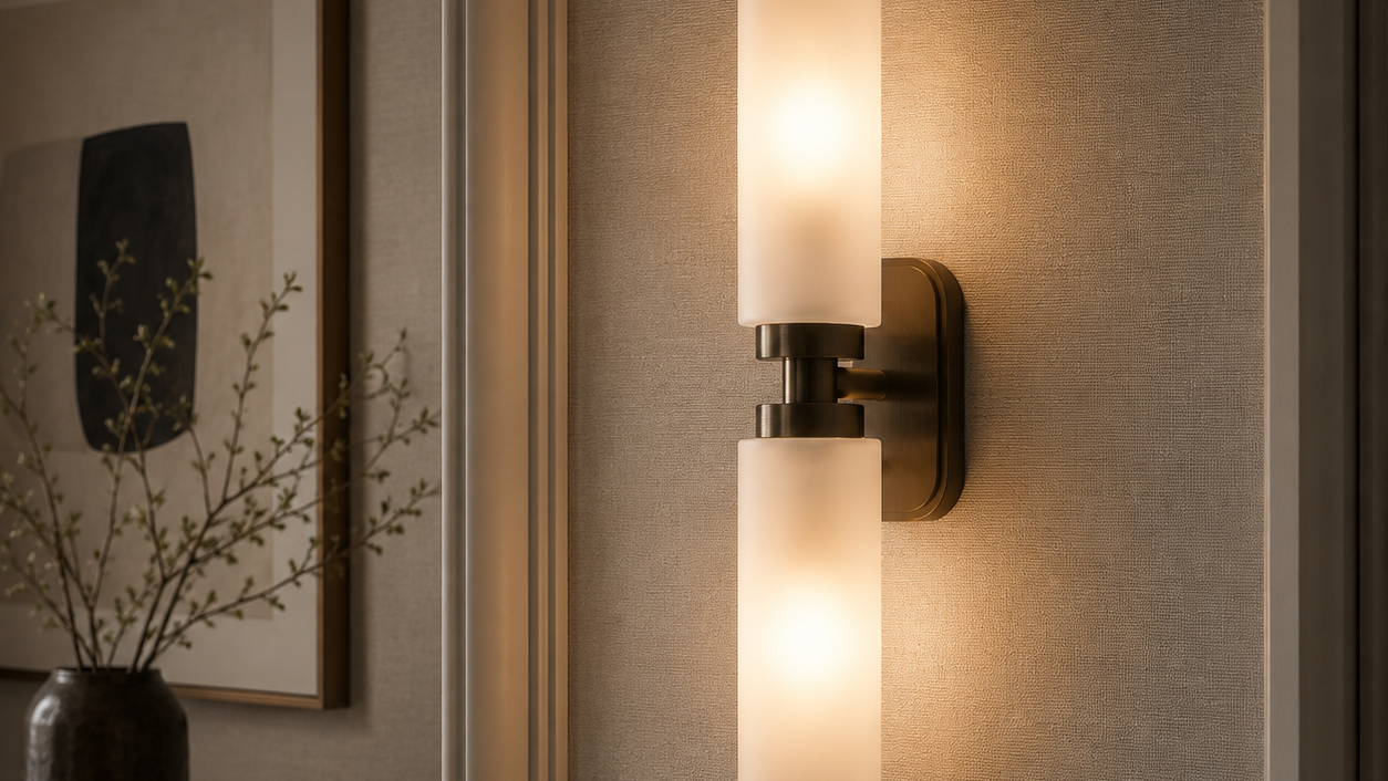 Revere Wall Light in Bronze & Alabaster Shades by Luxe Collection