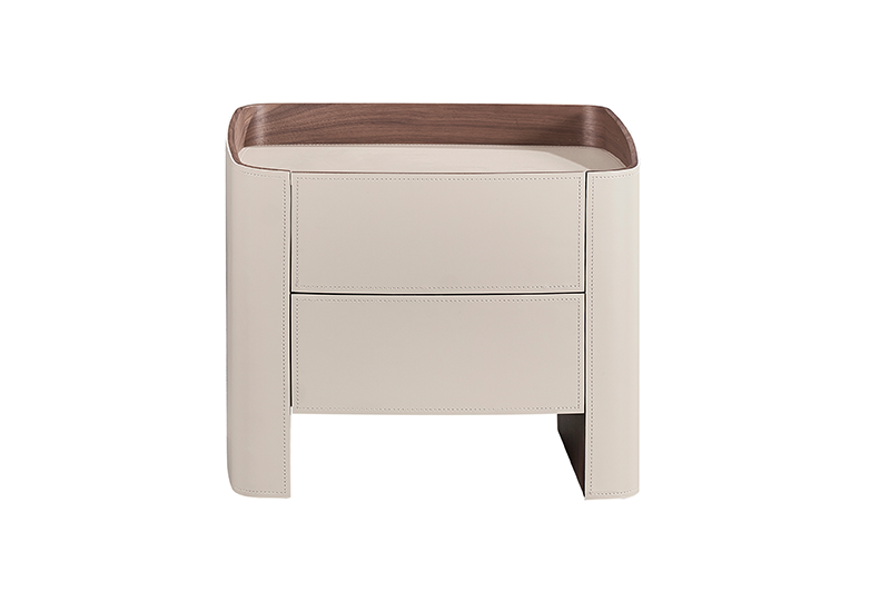 Ruffia Matte Beidge & Walnut Bedside Table by Tommy Franks