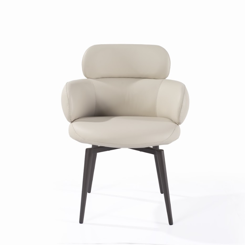 Jesi Natural Fabric Swivel Dining Armchair by Tommy Franks