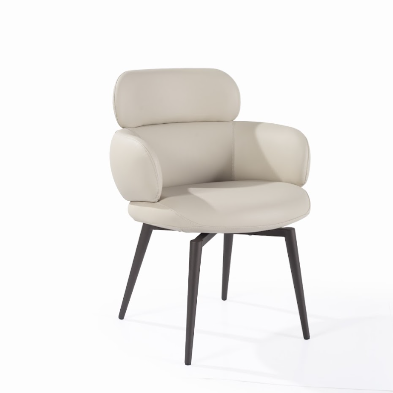 Jesi Natural Fabric Swivel Dining Armchair by Tommy Franks