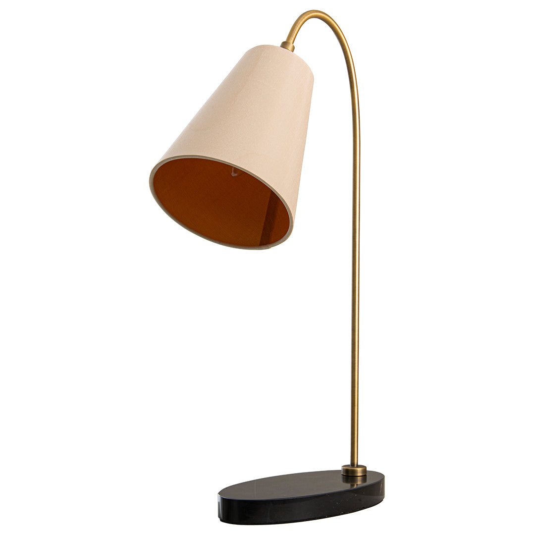 Sile Antique Brass, Marble & Latte Shade Desk Lamp by RV Astley