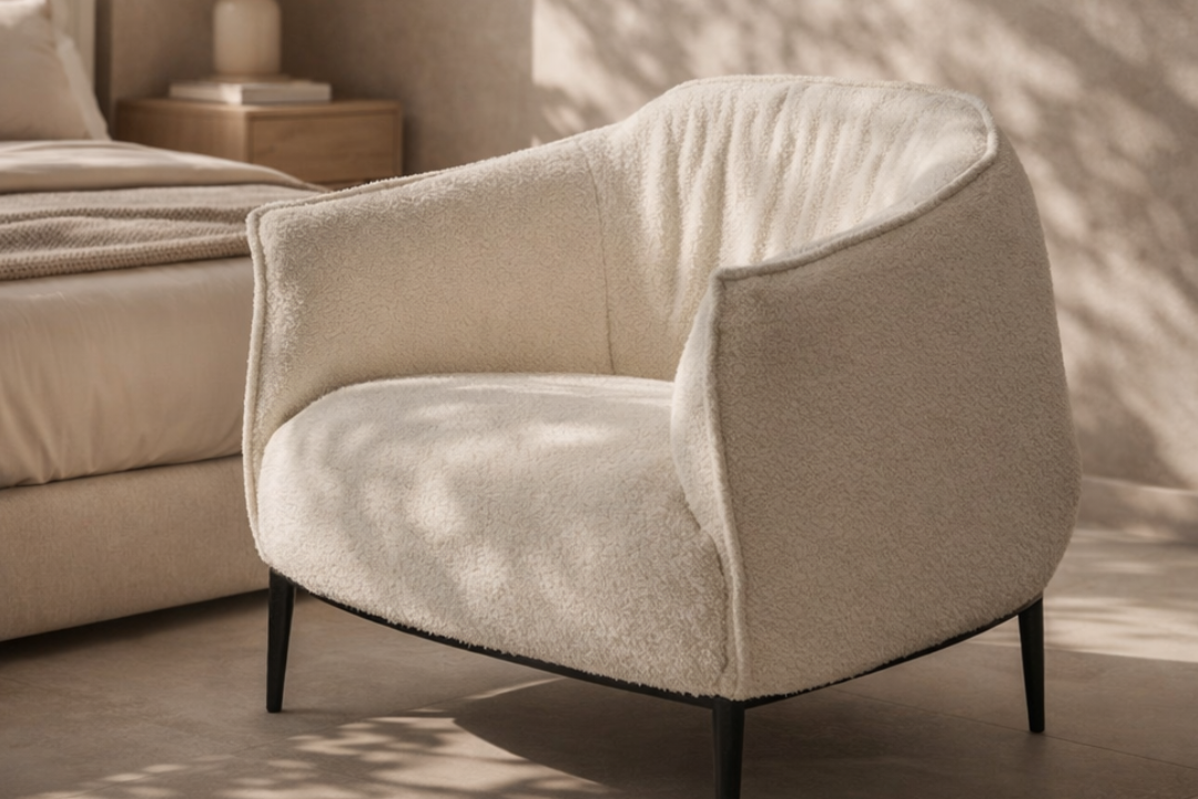 Tyrone Polar Bouclé Lounge Chair by Tommy Franks