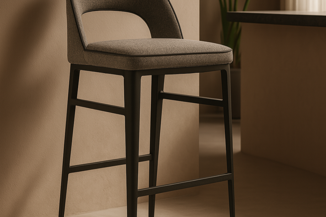 Verna Enzimi Dark Grey and Dark Bronze Bar Stool by Tommy Franks
