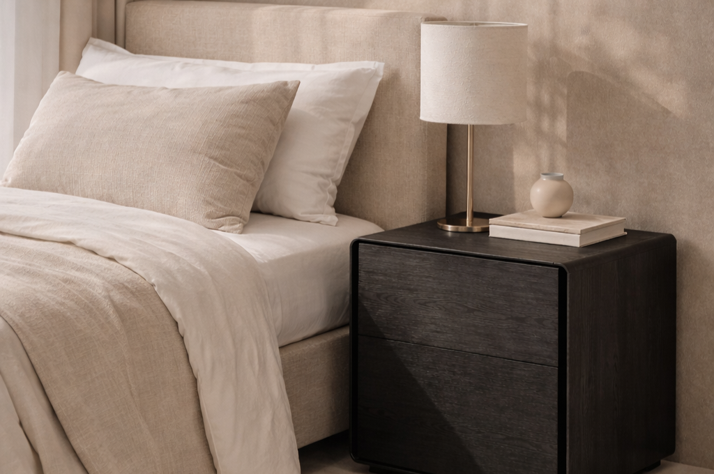 Kota Smoke Oak Bedside Table by Tommy Franks