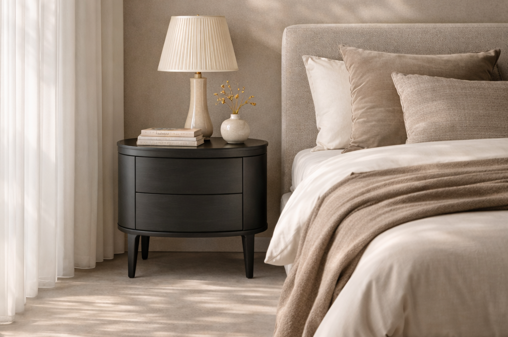 Milan Smoke Oak & Grey Bedside Table by Tommy Franks