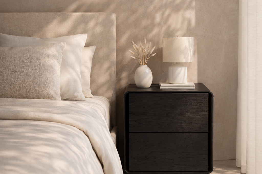 Kota Smoke Oak Bedside Table by Tommy Franks