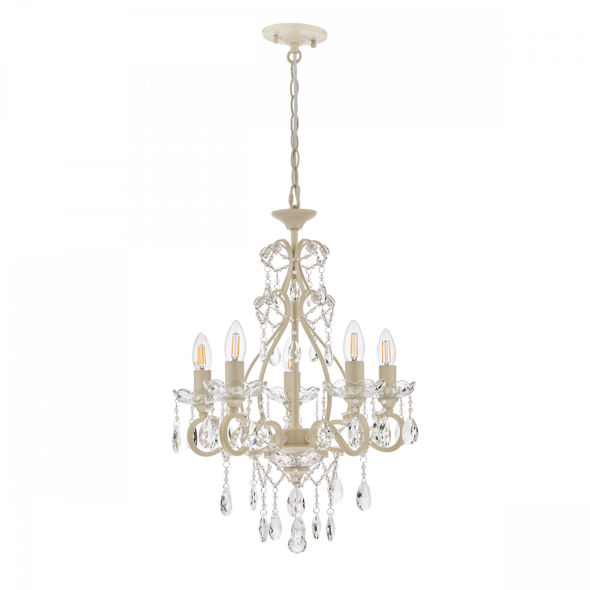 Shamley Matt White & Glass 5 Light Chandelier – Cp Lighting