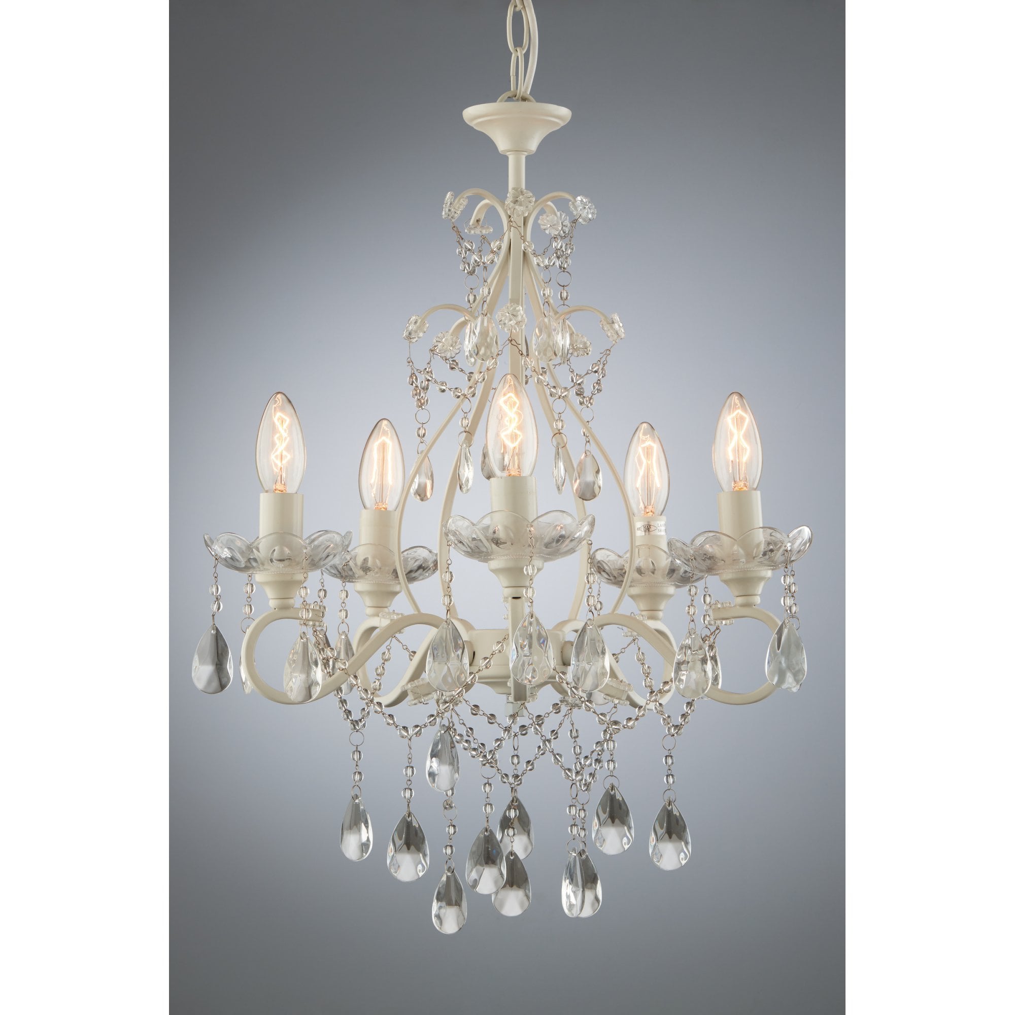 Shamley Matt White & Glass 5 Light Chandelier – Cp Lighting