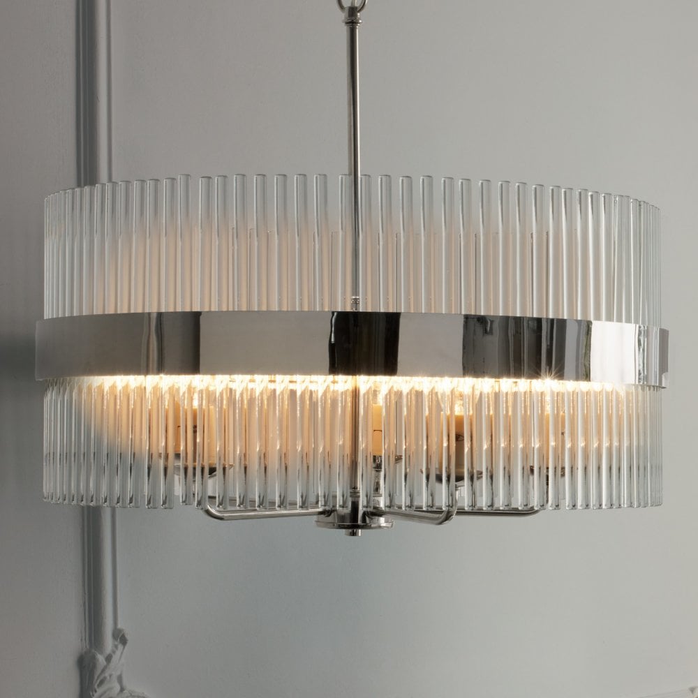 LAURA ASHLEY ペンダント Alexa Polished Nickel 5 Light Glass Pendant Light – Cp Lighting