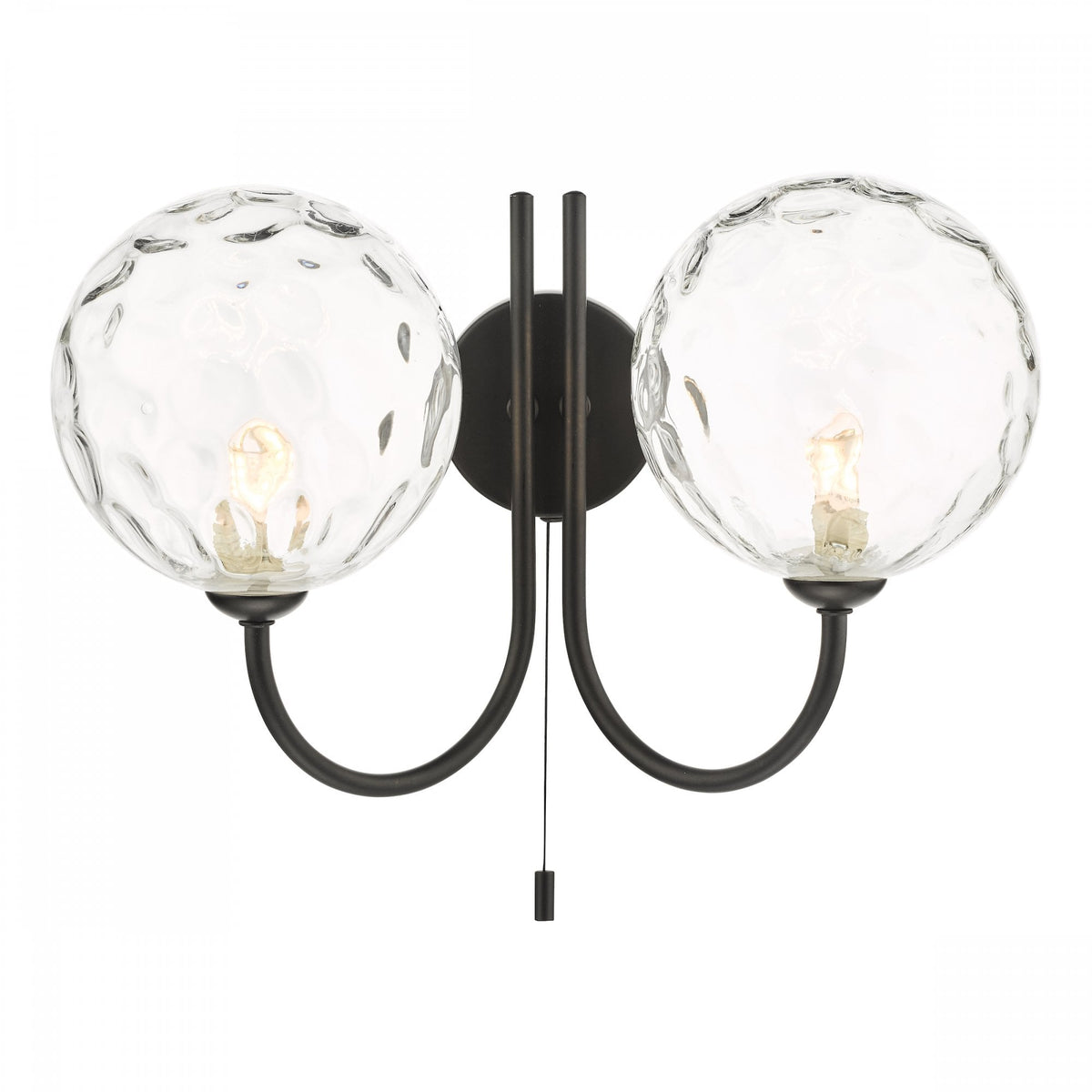 Jared Light Jared 2 Light Matte Black & Clear Dimpled Glass Wall Light – Cp Lighting