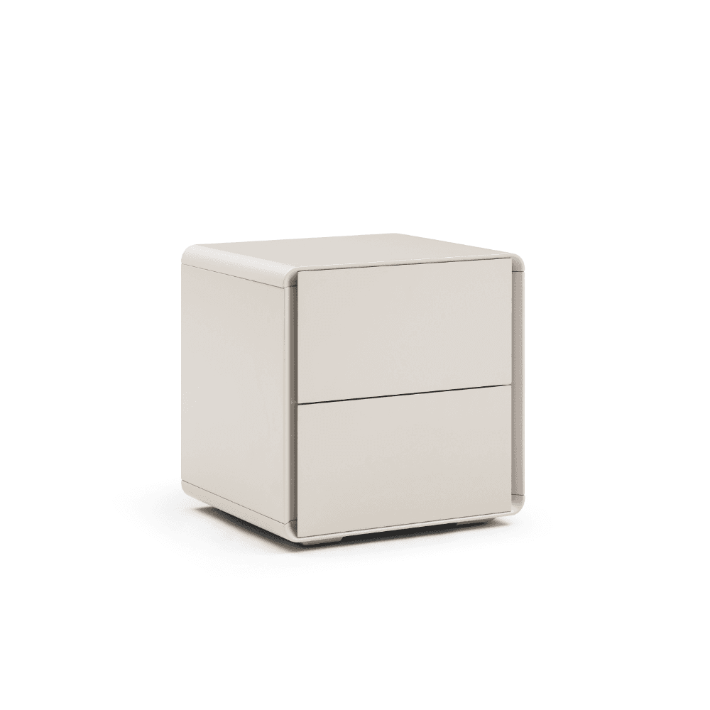 Kota Matte Beige Bedside Table by Tommy Franks
