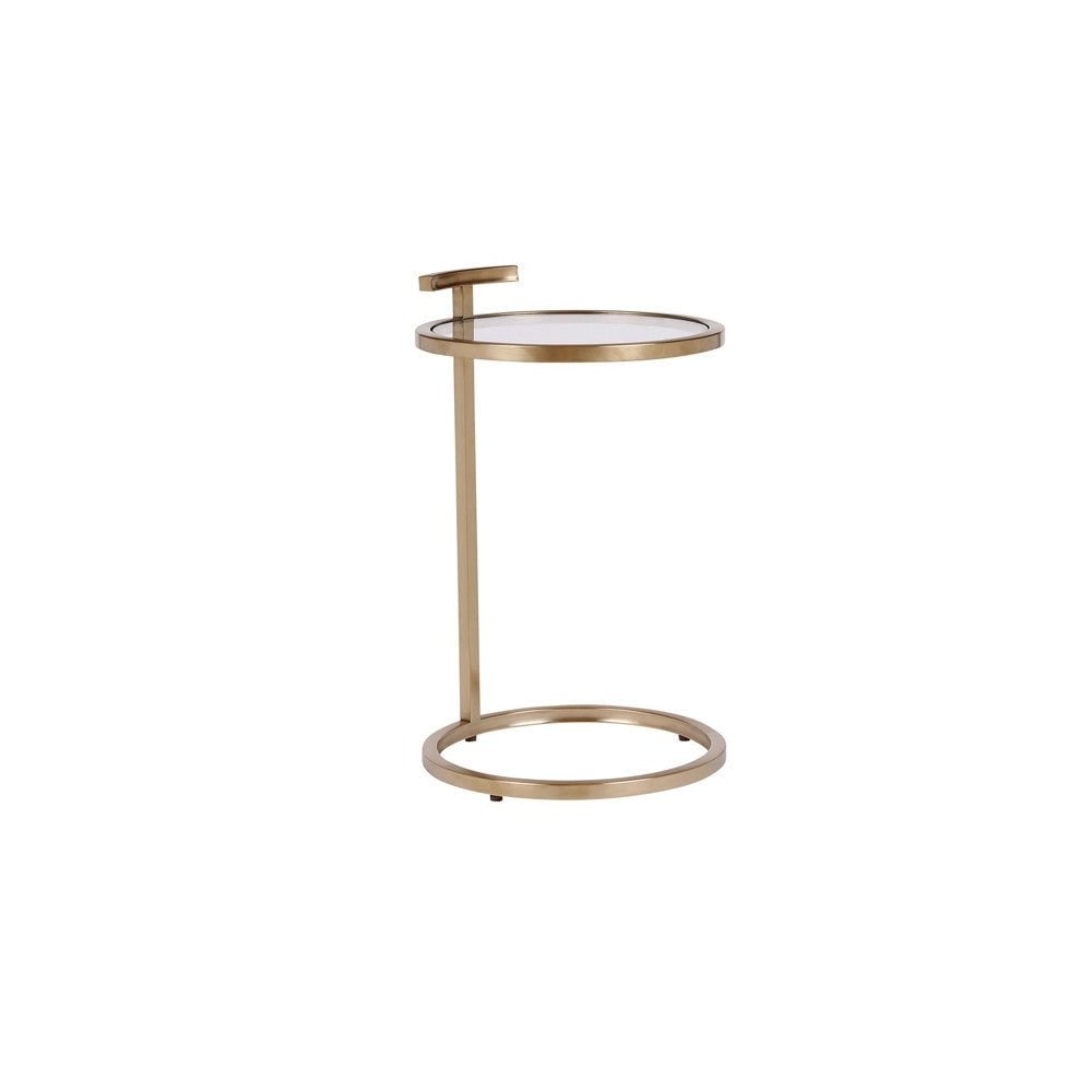 Caroll Brushed Stainless Steel Side Table with Glass Top by Tommy Franks