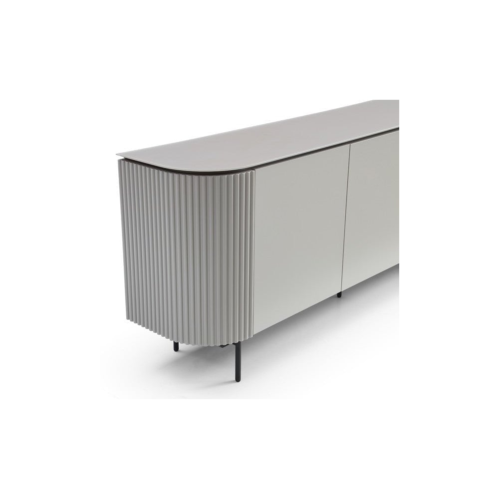Lantine Sideboard Matte Light Grey Glass Top & Grey Lacquer Wood by Tommy Franks