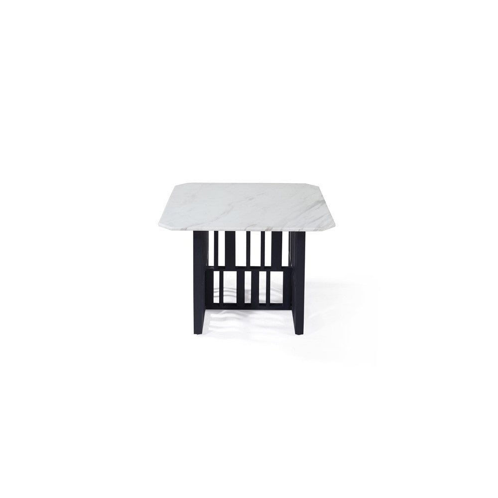 Lexington Side Table Matte White Marble Top & Black Steel Legs by Tommy Franks