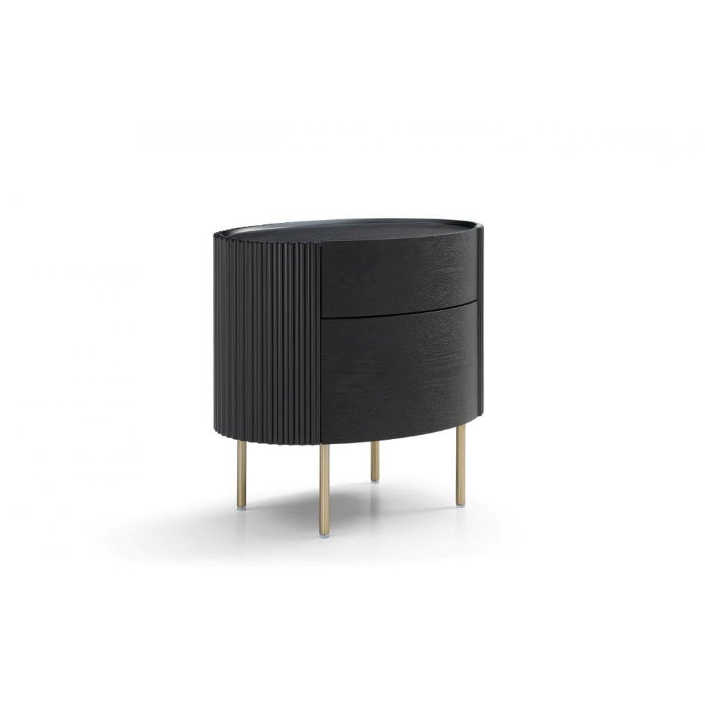 Lantine Black Oak & Brass Bedside Table by Tommy Franks