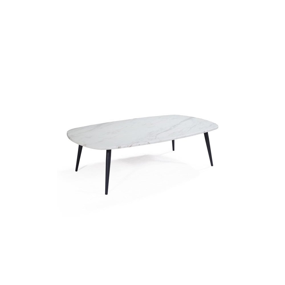 Niah Coffee Table Jazz White Marble Top by Tommy Franks