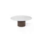 Odessa Coffee Table Jazz White Marble Top & Dark Wood Base by Tommy Franks