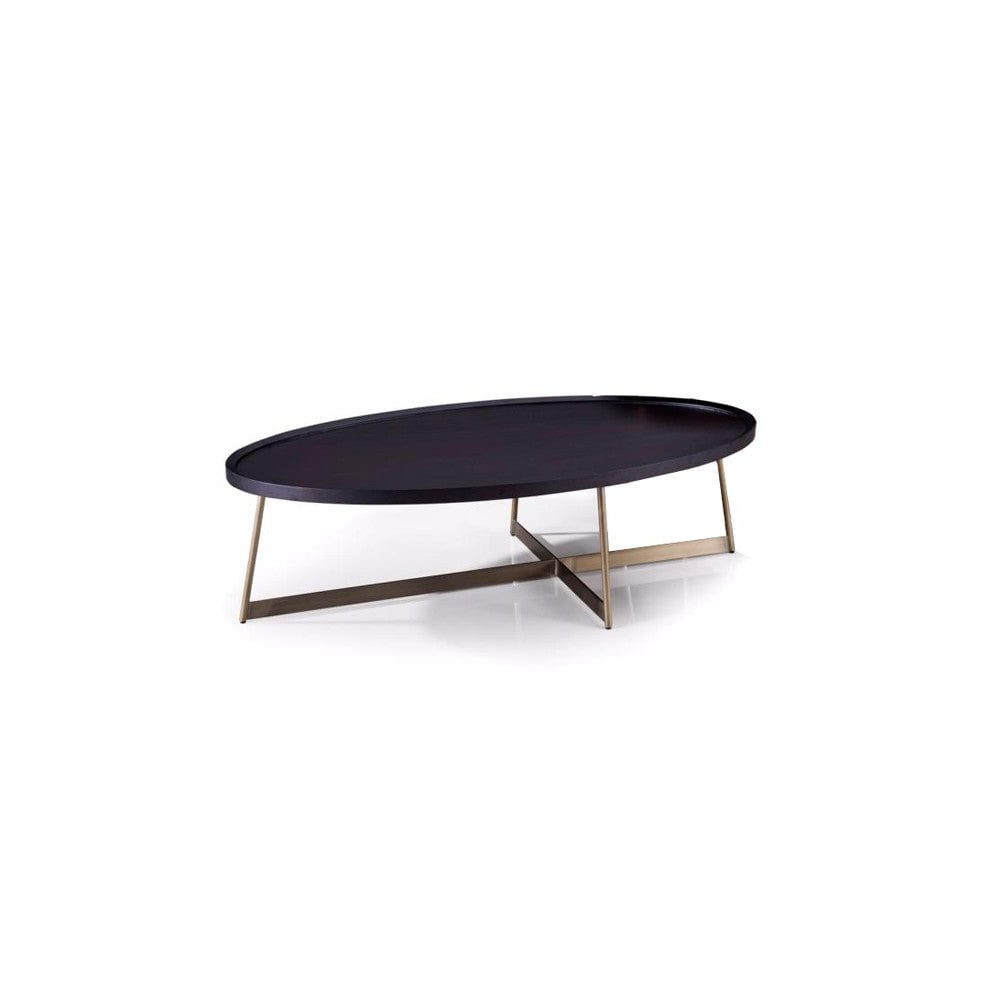 Lane Coffee Table Smoke Oak Wood & Gold Frame by Tommy Franks