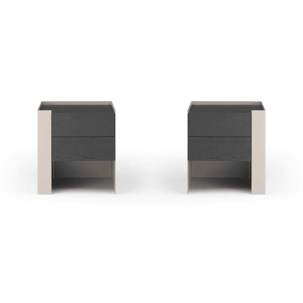 Tunica Taupe Pair of Bedside Tables by Tommy Franks