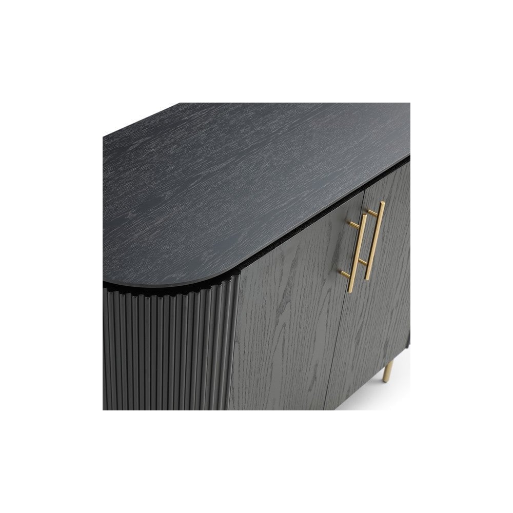 Lantine Black Oak & Brass 2 Door Cabinet by Tommy Franks